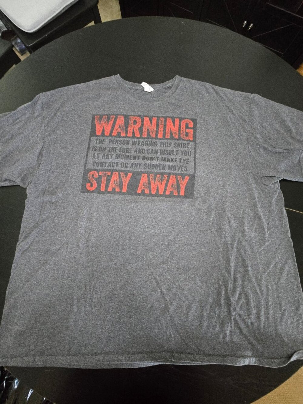 Delta Apparel Adult 3XL Gray Warning Stay Away Novelty Graphic T Shirt